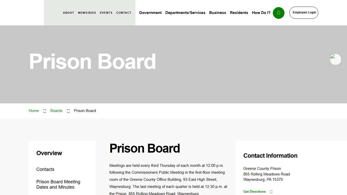 Prison Board Greene County